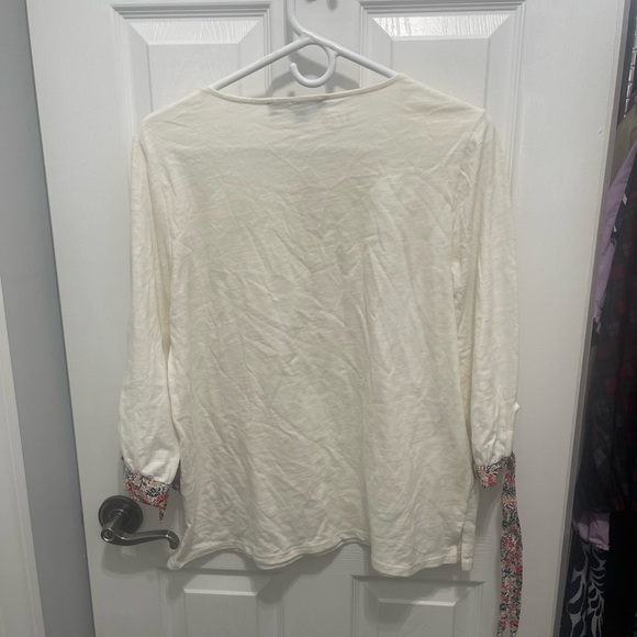 Tommy Hilfiger White Blouse with Patterned Sleeve Ties - Picture 6 of 8